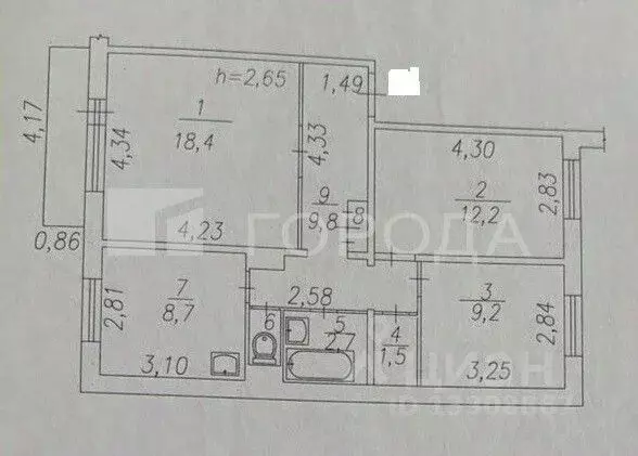3-к кв. Кемеровская область, Новокузнецк ул. Циолковского, 25 (64.1 м) - Фото 1