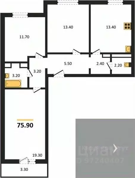 3-к кв. Воронежская область, Воронеж ул. Шидловского, 38 (75.9 м) - Фото 0