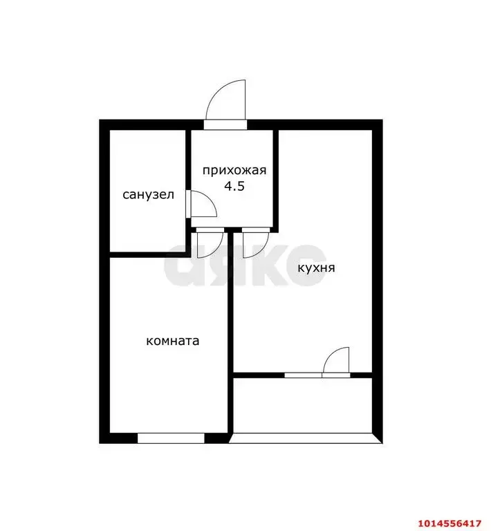 1-комнатная квартира: Яблоновский, Базовская улица, 21 (35.93 м) - Фото 0