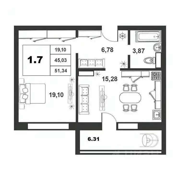 1-к кв. Новгородская область, Великий Новгород ул. Якова Павлова, 15 ... - Фото 1