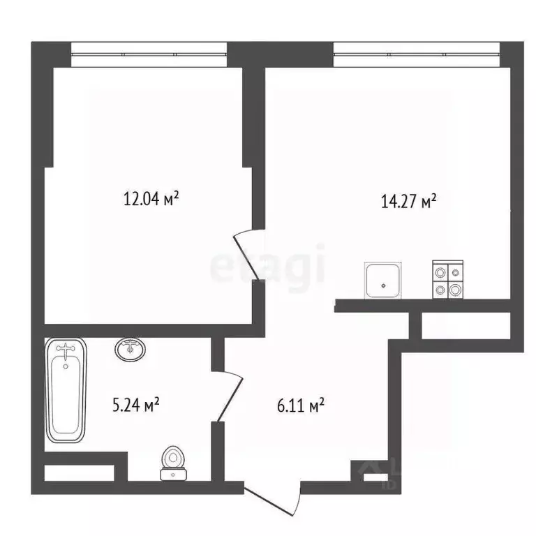 1-к кв. Тюменская область, Тюмень ул. Новоселов, 103 (37.72 м) - Фото 1