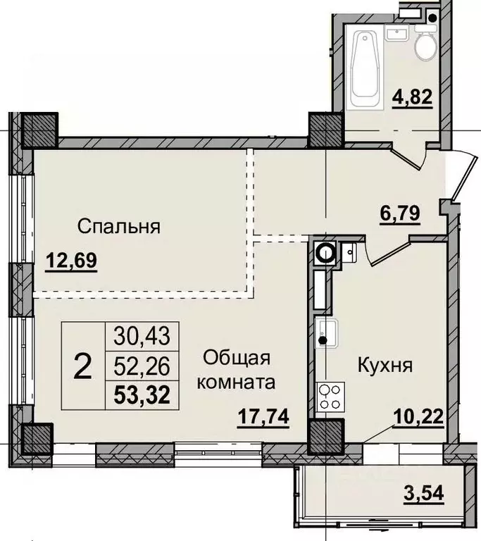 2-к кв. Саха (Якутия), Якутск просп. Михаила Николаева, 31/5 (53.89 м) - Фото 0