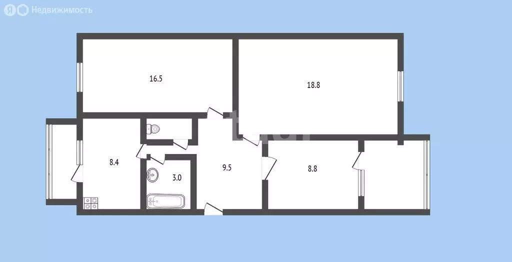 3-комнатная квартира: Черкесск, улица Космонавтов, 42 (66.4 м) - Фото 1