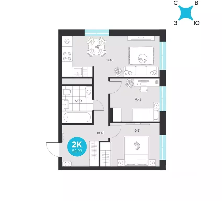 2-к кв. Свердловская область, Екатеринбург Академический мкр, 25-й ... - Фото 1