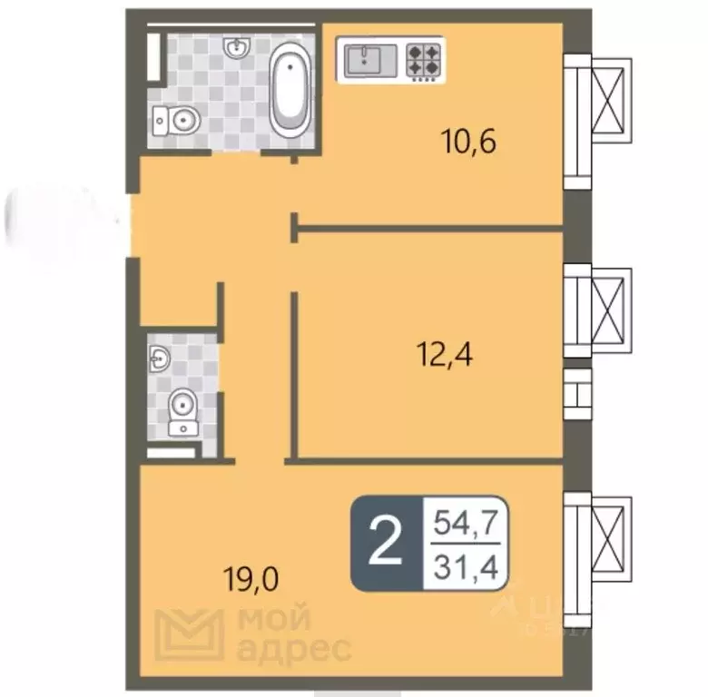 2-к кв. Москва Салтыковская ул., 6/2к2 (55.0 м) - Фото 1