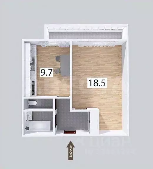 1-к кв. омская область, омск машиностроительная ул, 7 (41.4 м) - Фото 1