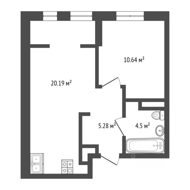1-к кв. Тюменская область, Тюмень ул. Первооткрывателей, 14 (40.3 м) - Фото 2