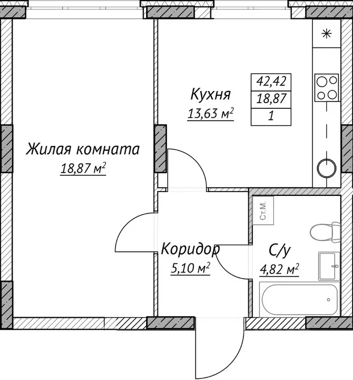 1-к кв. Нижегородская область, Нижний Новгород Сахарный Дол жилой ... - Фото 1