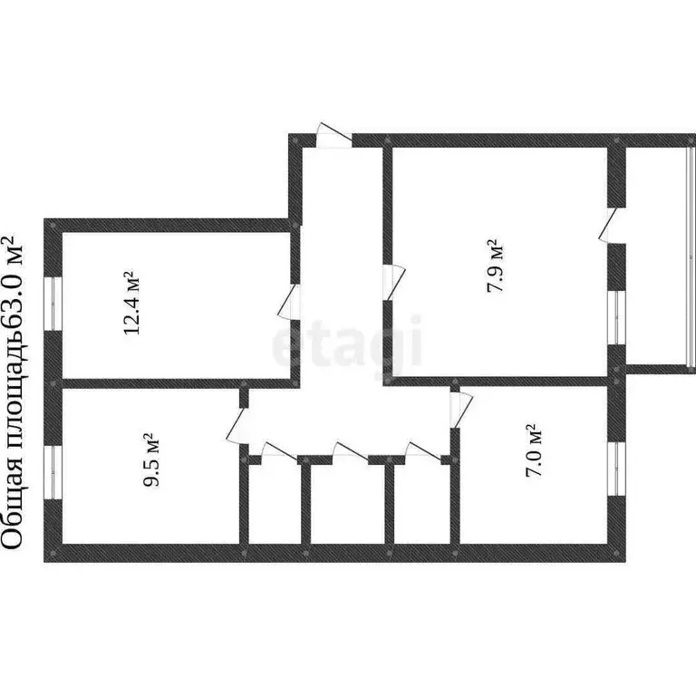 3-комнатная квартира: Тобольск, 7-й микрорайон, 9 (66 м) - Фото 1