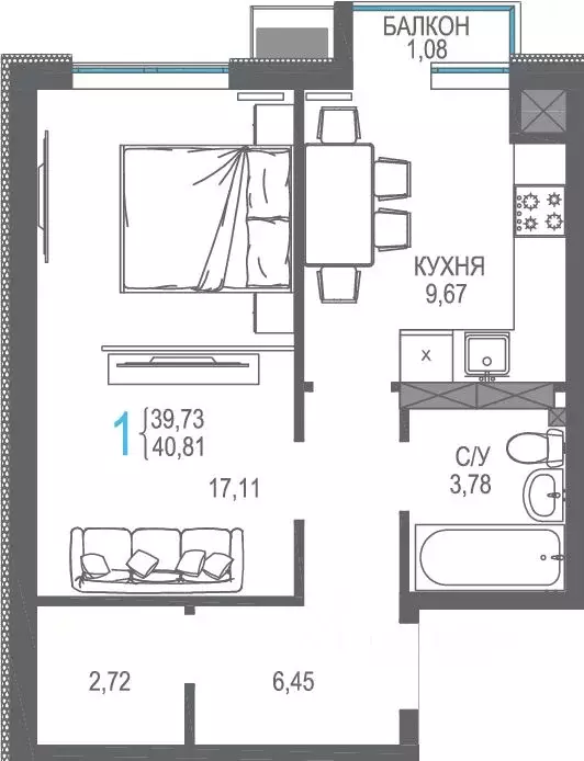 1-к кв. Крым, Симферопольский район, Гвардейское пгт, Республика жилой ... - Фото 1