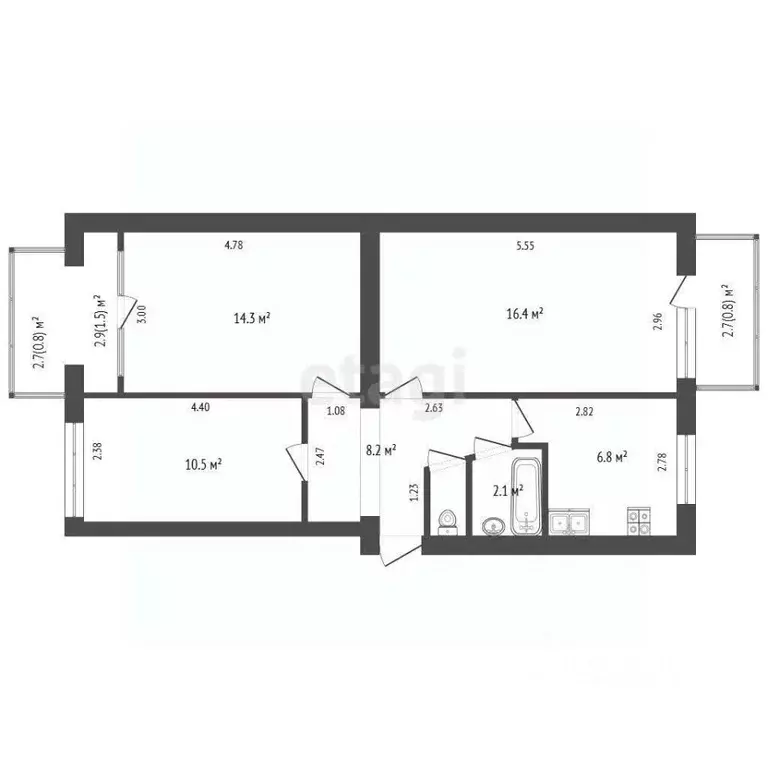 3-к кв. Крым, Евпатория ул. Тимирязева, 3 (59.2 м) - Фото 1