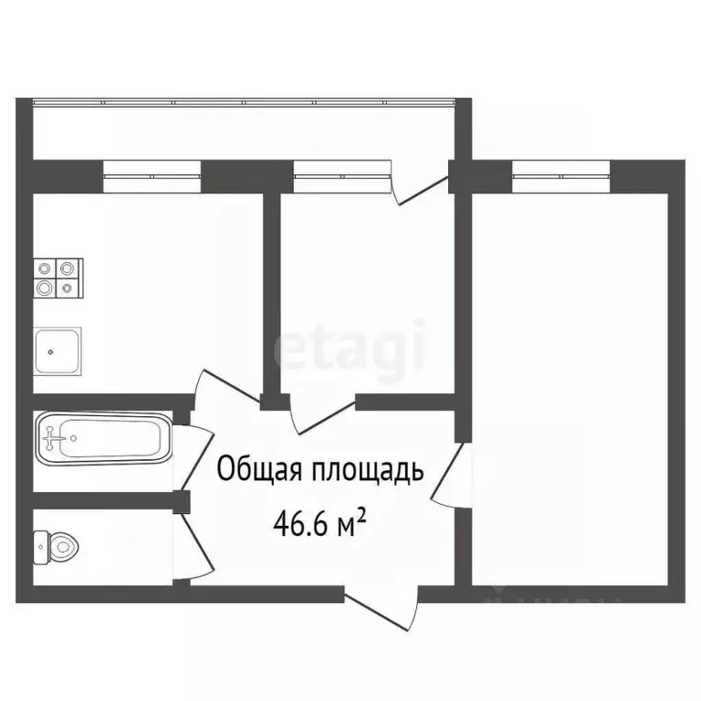 2-к кв. Брянская область, Брянск Московский просп., 18А (46.6 м) - Фото 1