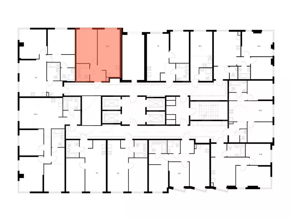 1-к. квартира, 44,5 м, 24/32 эт. - Фото 1