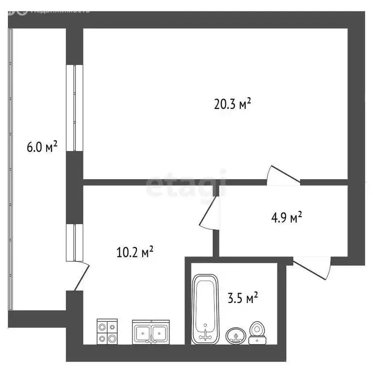 1-комнатная квартира: Медведево, посёлок городского типа Медведево, ... - Фото 1