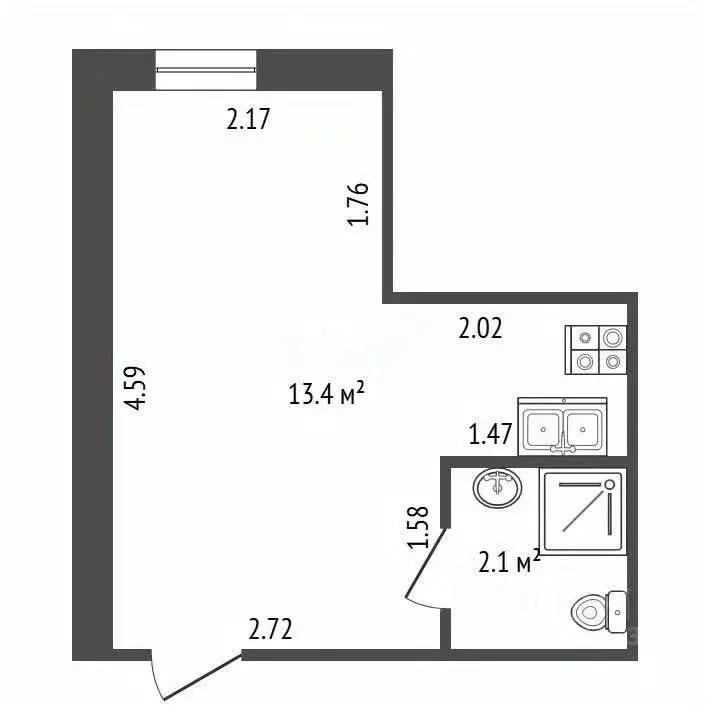 Студия Санкт-Петербург Казанская ул., 26/27 (15.5 м) - Фото 2