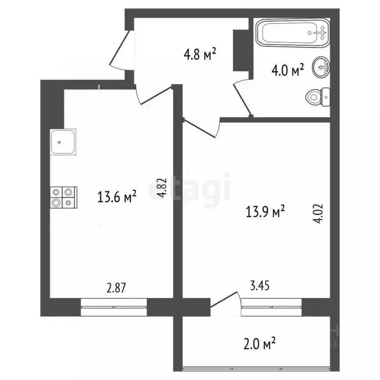 1-к кв. Омская область, Омск пос. Биофабрика, 18 (36.3 м) - Фото 1