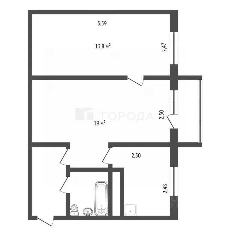2-к кв. Кемеровская область, Новокузнецк ул. Клименко, 39 (44.4 м) - Фото 2