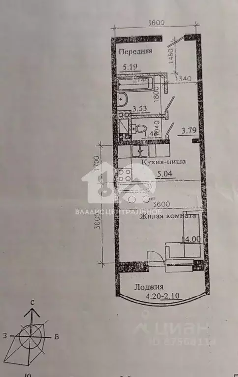 Студия Новосибирская область, Новосибирск Горский мкр, 82 (33.4 м) - Фото 2