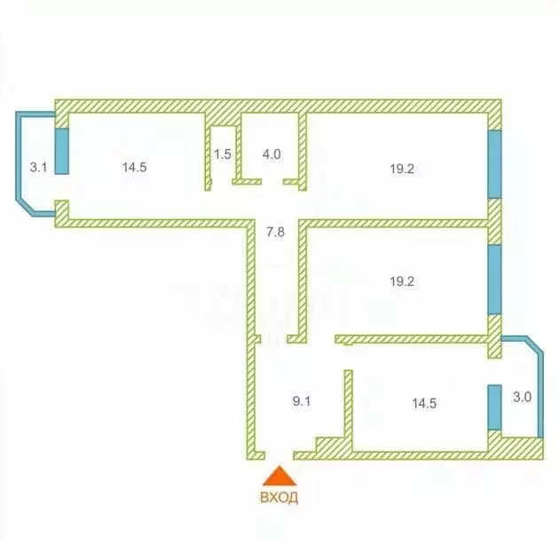 3-к кв. Тюменская область, Тюмень ул. Николая Семенова, 27 (90.2 м) - Фото 2