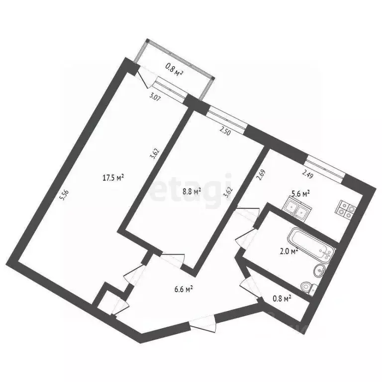 2-к кв. Севастополь ул. Астраханская, 1 (42.32 м) - Фото 2