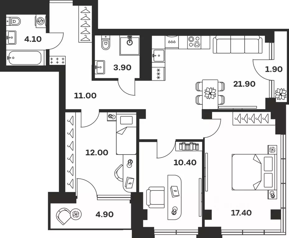 3-к кв. Тульская область, Тула ул. Фридриха Энгельса, 62 (87.5 м) - Фото 1