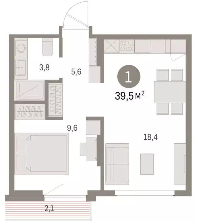 1-комнатная квартира: Екатеринбург, микрорайон Академический, 19-й ... - Фото 1