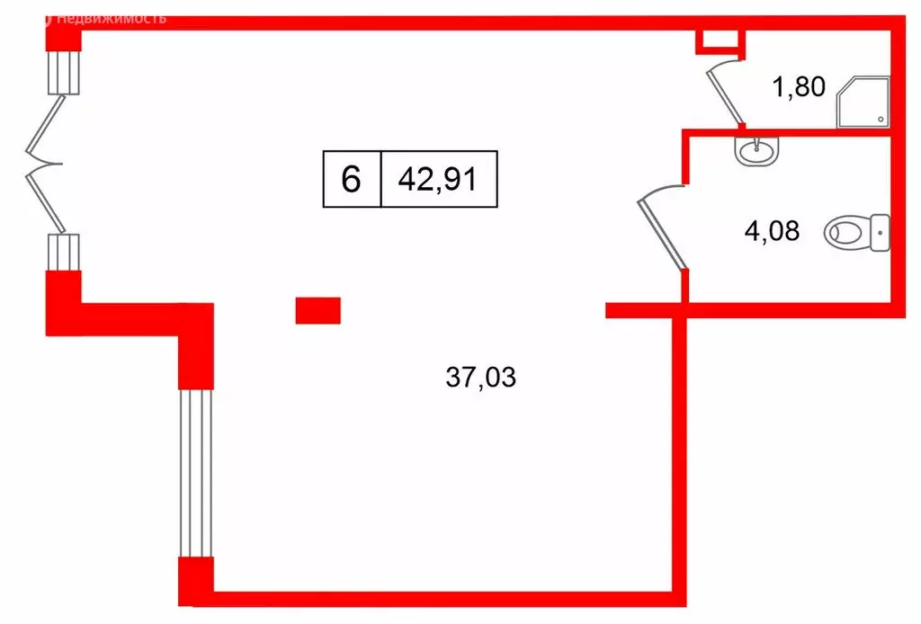Помещение свободного назначения (42.91 м) - Фото 2