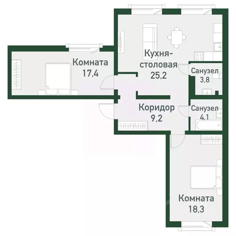 2-к кв. Челябинская область, Челябинский городской округ, пос. ... - Фото 0