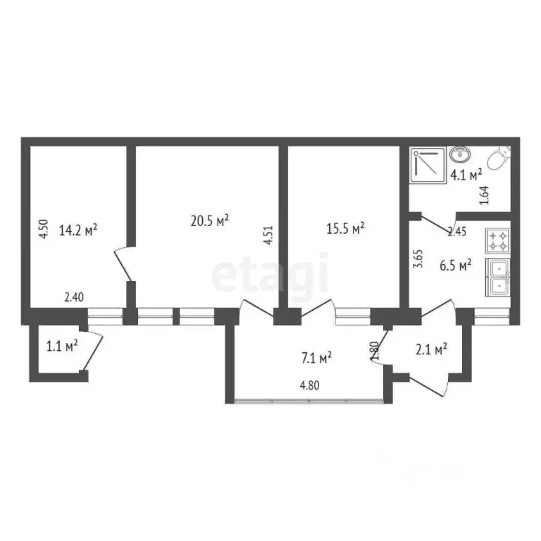 3-к кв. Крым, Симферополь ул. Футболистов (71.7 м) - Фото 2