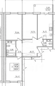 3-к кв. Ленинградская область, Гатчина ул. Чехова, 41 (79.4 м) - Фото 2