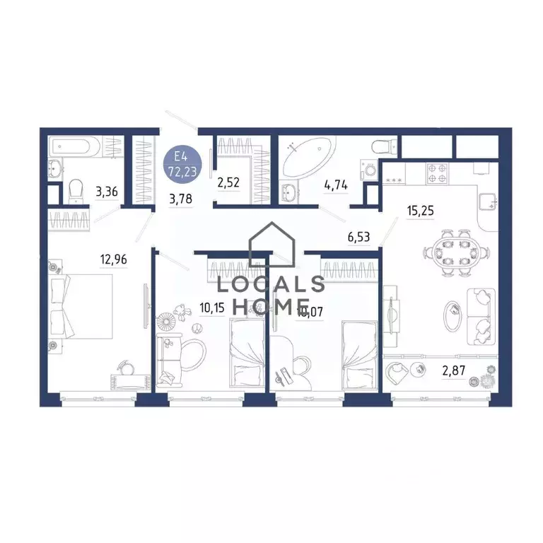 3-к кв. Рязанская область, Рязанский муниципальный округ, с. Дядьково ... - Фото 2