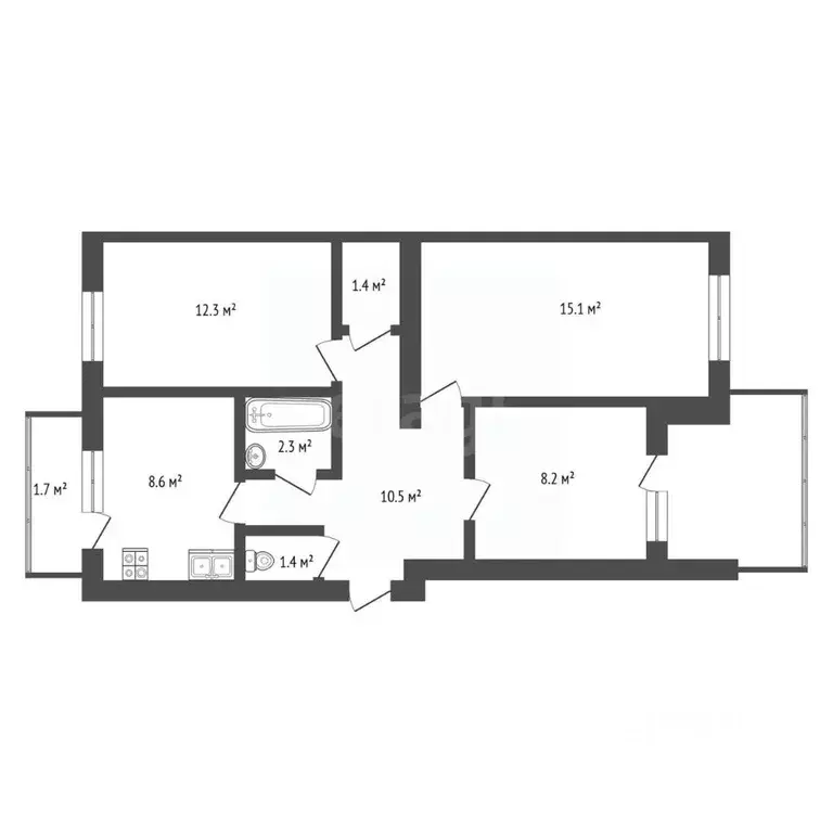 3-к кв. Крым, Евпатория ул. 9 Мая, 41А (63.0 м) - Фото 2