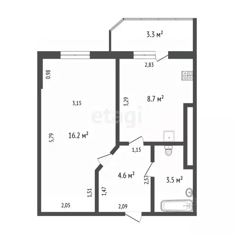 1-к кв. Санкт-Петербург 3-й Озерковский пер., 1к1 (33.0 м) - Фото 2