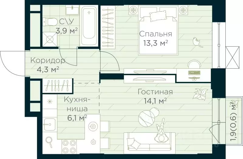 1-к кв. Башкортостан, Уфа Глумилино жилрайон, Урман Сити жилой ... - Фото 0