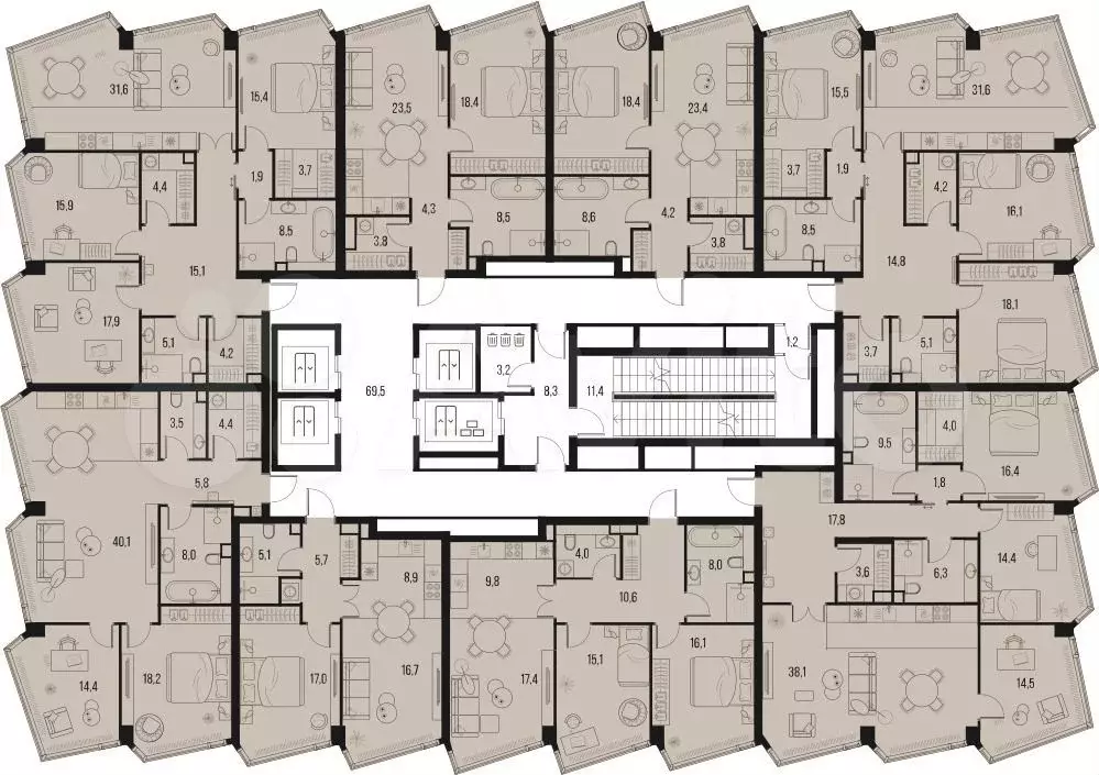 4-к. квартира, 126,5 м, 15/32 эт. - Фото 1