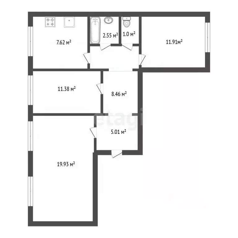 3-к кв. Санкт-Петербург Ленинский просп., 95К2 (67.7 м) - Фото 2