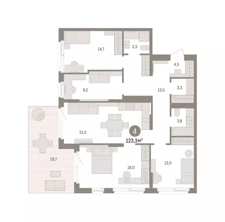 4-комнатная квартира: Челябинская область, Сосновский муниципальный ... - Фото 2