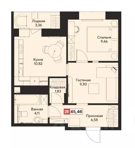 2-к кв. Тверская область, Тверь Оснабрюкская ул., 22 (45.46 м) - Фото 2