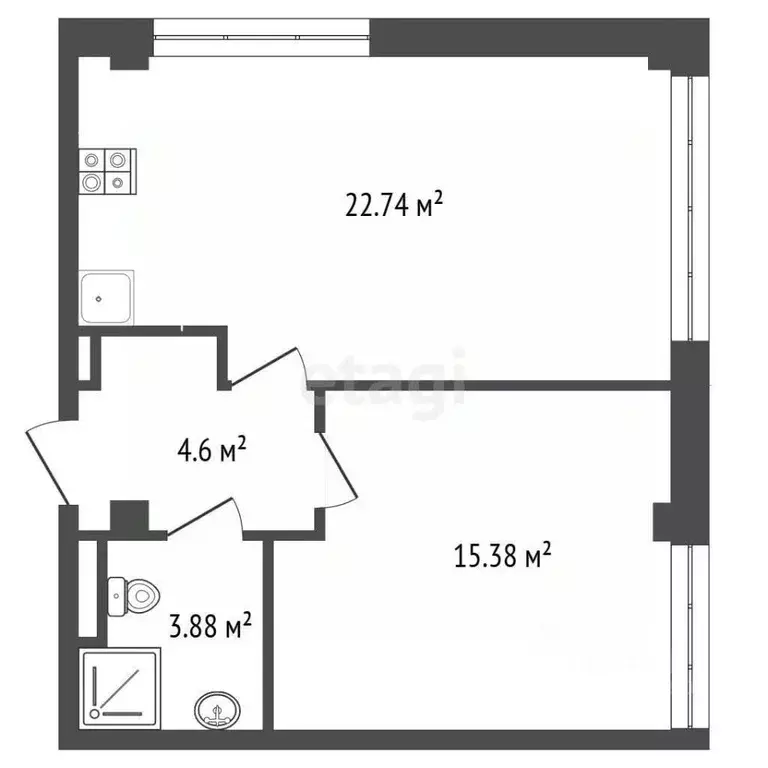 1-к кв. Крым, Ялта ул. Грибоедова, 15 (43.1 м) - Фото 2