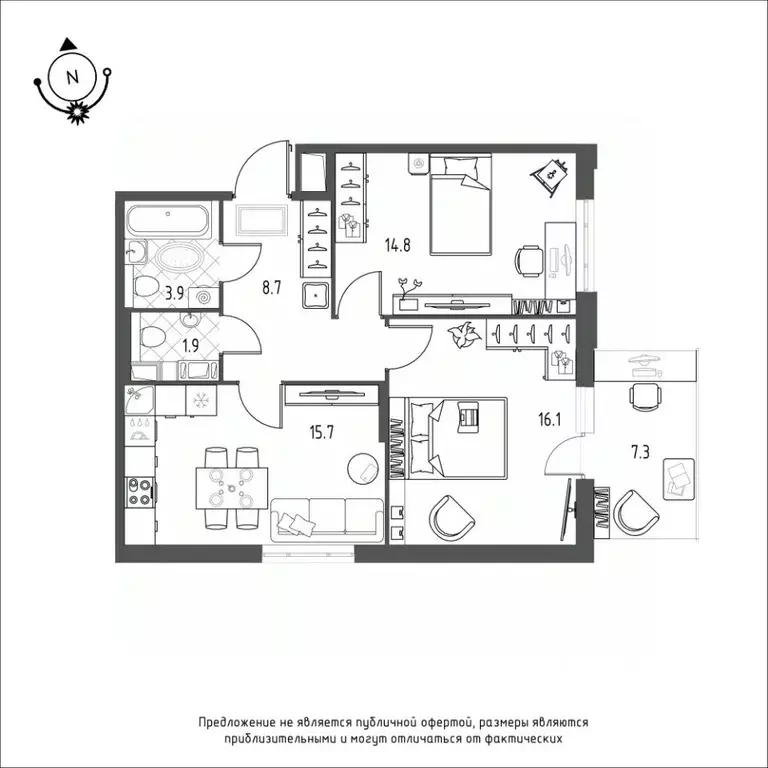 2-к кв. Омская область, Омск Зеленая река мкр,  (63.3 м) - Фото 0