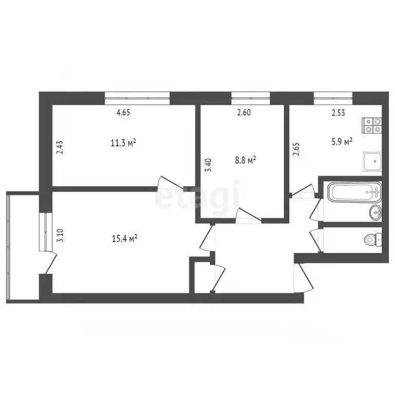 3-к кв. Саратовская область, Балашов Фестивальная ул., 9 (51.3 м) - Фото 1