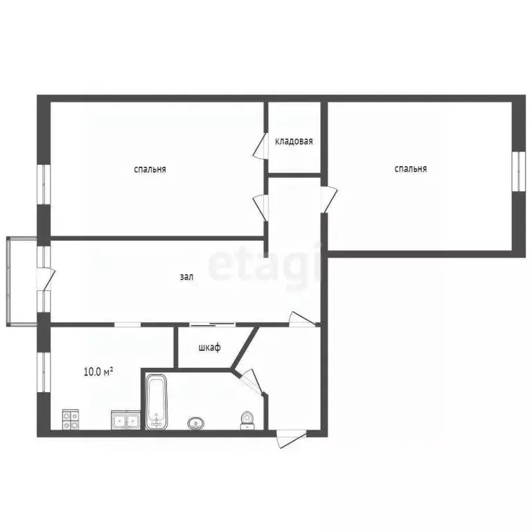 3-к кв. Ростовская область, Ростов-на-Дону Западный мкр, просп. ... - Фото 2