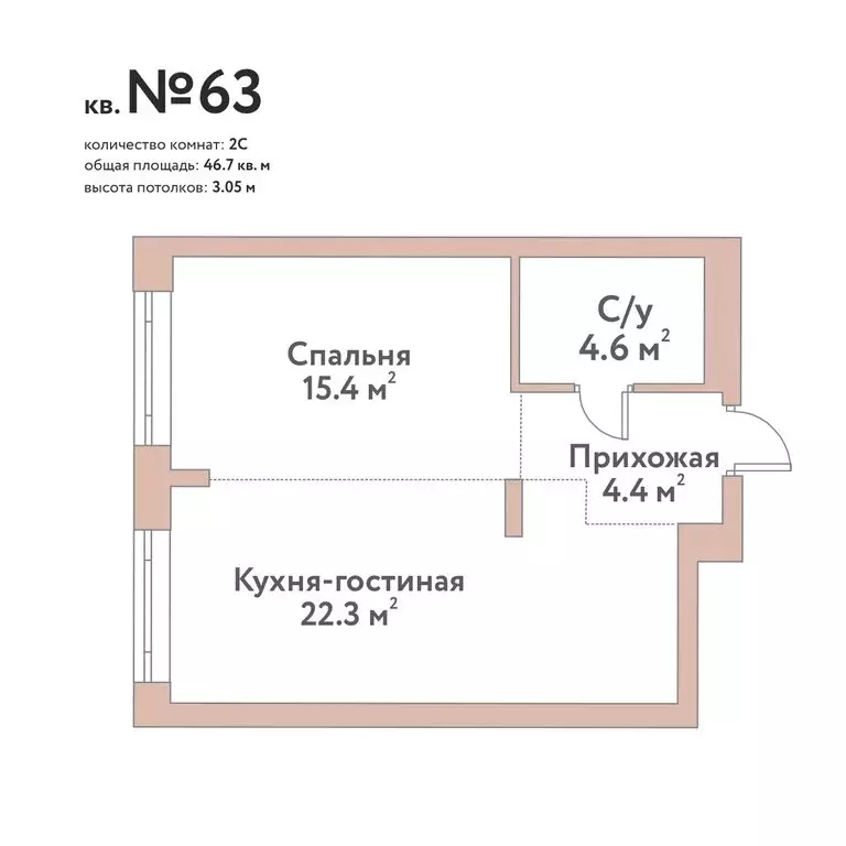 2-комнатная квартира: Новосибирск, жилой комплекс Флора и Фауна (46.7 ... - Фото 0
