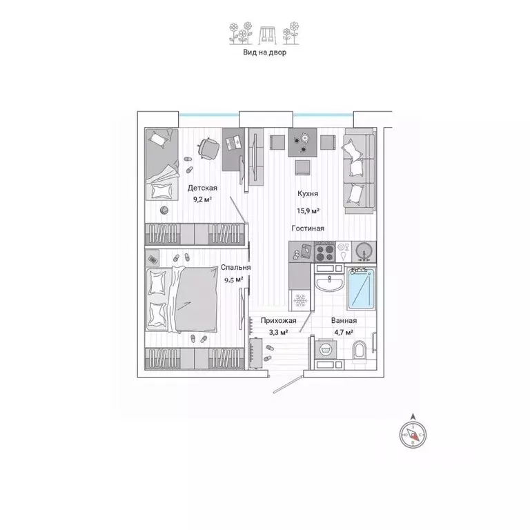 2-к кв. Приморский край, Владивосток ул. Нейбута (42.9 м) - Фото 1