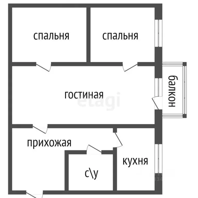 3-к кв. Ульяновская область, Ульяновск Отрадная ул., 50 (48.2 м) - Фото 1