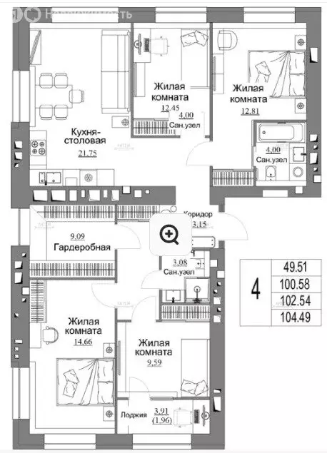 5-комнатная квартира: Калуга, Счастливая улица (104.49 м) - Фото 0
