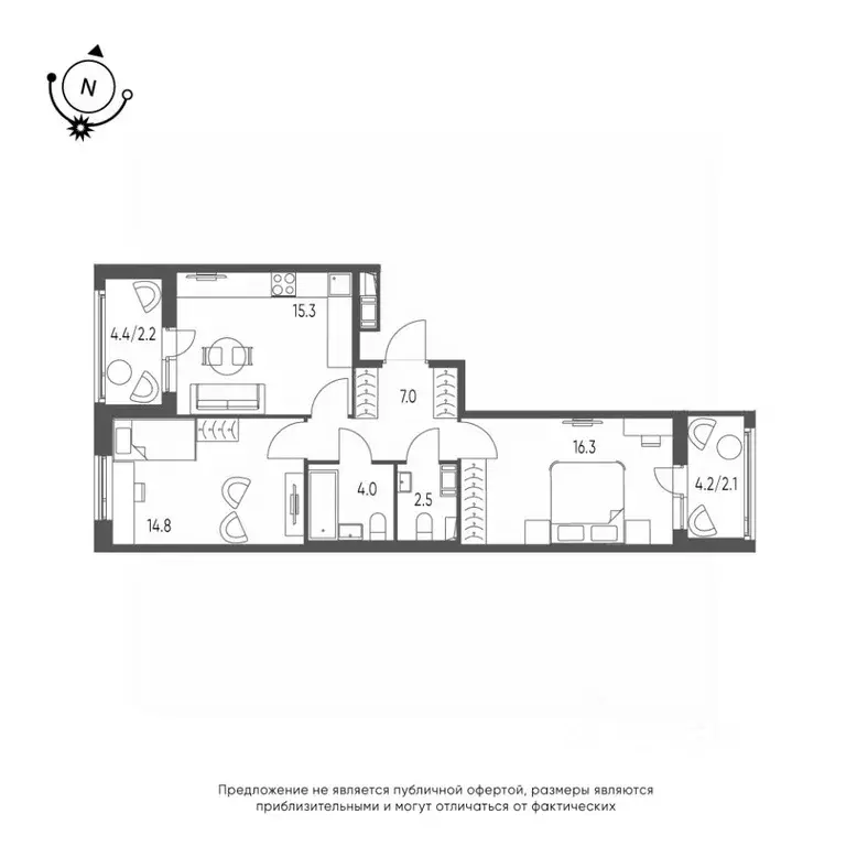 2-к кв. Омская область, Омск Зеленая река мкр,  (64.2 м) - Фото 0