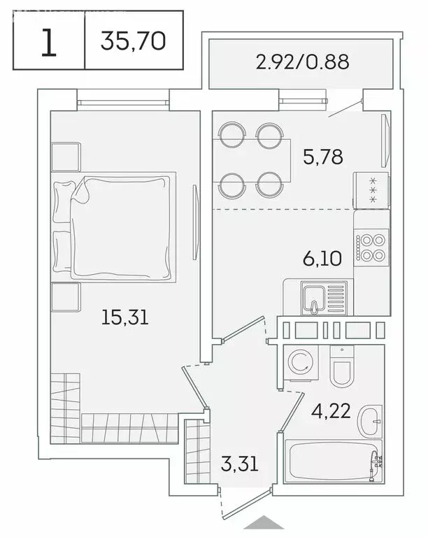 1-комнатная квартира: Мурино, Графская улица, 6к1 (34.8 м) - Фото 0