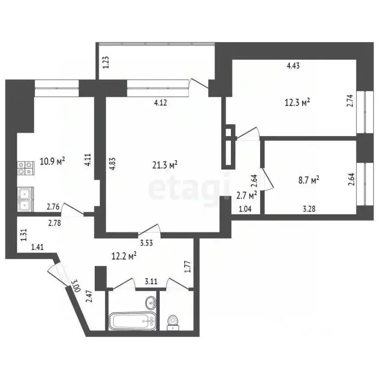 3-к кв. Марий Эл, Йошкар-Ола ул. Прохорова, 16А (74.3 м) - Фото 1