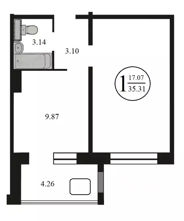 1-к кв. Башкортостан, Уфа ул. Валерия Лесунова, 8 (33.1 м) - Фото 2